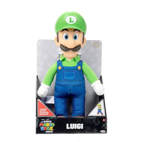 Nintendo Super Mario Movie 15" Luigi Poseable Plush, Stuffed Action Figure NWT - Picture 3 of 6